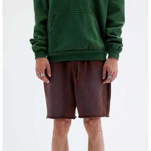 Pantalones cortos tipo Bermuda de algodón de color sólido para hombre, con cordón en la cintura y bolsillos, estilo casual, cintura media, tejido de punto - Product Image 1