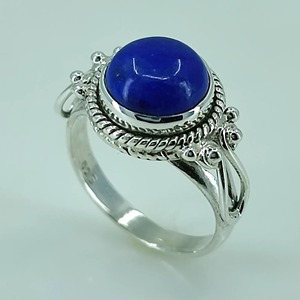 <b>Lapis</b> <b>Lazuli</b> <b>Ring</b> 925 Sterling Silver Handmade Boho Statement Promise Jewelry for Women Natural Round Shape Gemstone Jewelry - Product Image 1