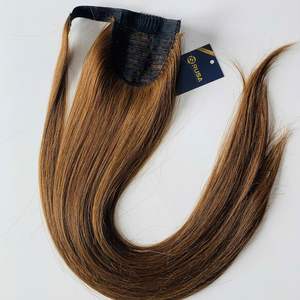 Extensions de cheveux humains vietnamiens en queue de cheval, cheveux vierges en vrac, prix abordable, couleur marron, longs et lisses - Product Image 2