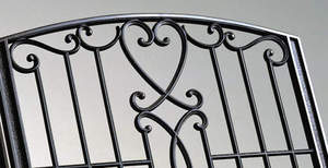 Portail de cour à double battant en fer forgé de style méditerranéen KHP, revêtement poudré, durable, installation facile, garantie non applicable - Product Image 2