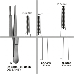 Pinzas DeBakey Atraumáticas de 3.5 mm, 300 mm, Acero Inoxidable - Product Image 2