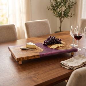 Planche à découper en résine époxy bleue de luxe, design haut de gamme, nouvelle arrivée, finition vague océanique unique, style artistique en bois pour fromage, épaisseur 2,0 cm - Product Image 1