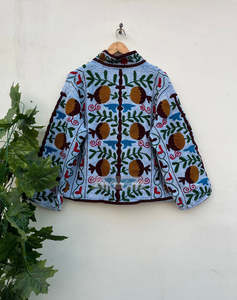 Women's Suzani Embroidered Quilted Jacket For All Season Wear Indian Women's <b>Coat</b> Handmade Ethnic Fashion Outerwear - Product Image 2