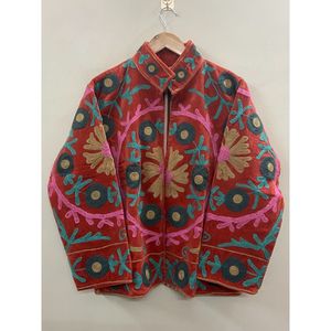 Hand Embroidered Velvet Cotton <b>Jacket</b> Women Mandarin Collar Full Sleeve Autumn Winter Bohemian Eye Pattern Open Front Coat - Product Image 6