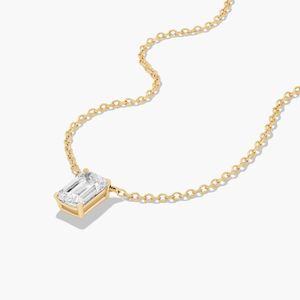 IGI Certified <b>Emerald</b> Cut Lab Grown Diamond Solitaire <b>Pendant</b> Necklace 14K White Gold Luxury Rhodium Plated Wedding Party Fine - Product Image 2