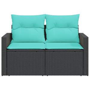 Sofá de Jardín de 2 Plazas en Poliratán Negro con Patas Ajustables, Muebles de Exterior Cómodos - Product Image 4