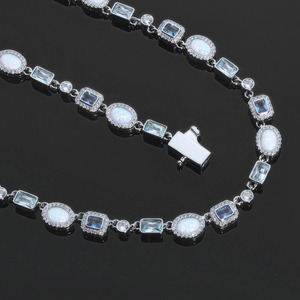 Hip Hop Moissanite Gemstone Tennis Chain <b>Necklace</b> Iced Out Luxury Street Fashion <b>Statement</b> Chain for Men Women - Product Image 6