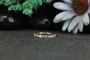 Anillo de Eternidad Baguette con Moissanita, Plata de Ley 925, Chapado en Oro, Anillo de Boda para Mujer, Anillo de Eternidad Completo, Venta al por Mayor - Product Image 1