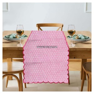 Indian High Quality Bohemian Block Print Thicken Cotton Fabric Hand Embroidery Edge <b>Wedding</b> Restaurant <b>Table</b> <b>Runner</b> Home - Product Image 2