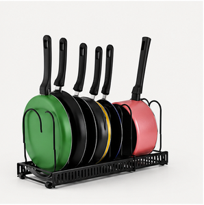 Pan Organizer <b>Rack</b> for Kitchen Cabinet Pot and Pan Holder Stand Metal Cookware & Lid <b>Storage</b> <b>Rack</b> for Countertop & Pantry - Product Image 1
