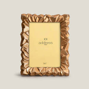 Marco de Fotos de Metal de Aluminio con Diseño de Textura de Roca, Marco de Fotos Digital de Metal de Lujo Chapado en Oro, Personalizado por Diseñador - Product Image 1