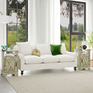 Farmhouse-Style <b>Rustic</b> Wooden Nightstand Tall <b>Bedside</b> <b>Table</b> with Electrical Outlets and Charging Station 2 Sets Available - Product Image 5