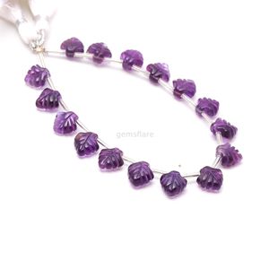 Cuentas de amatista natural en forma de hoja, talladas a mano, de 10-11 mm, para la fabricación de joyas, collares y pulseras DIY. - Product Image 1