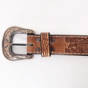 Cinturón Vaquero con Cuentas 3D Personalizado Más Vendido, Diseño Tallado a Mano para Damas, Fabricante Indio, Cuero Vacuno de Grano Completo, Aleación Occidental - Product Image 2