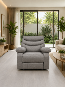 Modern <b>Fabric</b> <b>Recliner</b> <b>Chair</b> Single Seat RC Light Grey Sofa Armchair with Footrest for Living Room Apartment Office Villa - Product Image 2