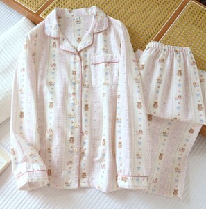 Women's Pink <b>Waffle</b> Cotton Pajamas Cartoon Print Long Sleeve Full Length Soft Cozy Sleepwear Spring Season - Product Image 5