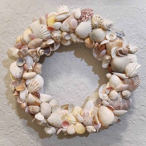 Couronne de coquillages faite à la main, thème plage, artisanat naturel, couronnes de coquillages, décoration nautique, centres de table - Product Image 2
