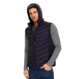 Gilet matelassé en toile sans manches pour homme, personnalisé avec logo, haute qualité, imperméable, respirant, vêtement d'extérieur d'hiver, OEM - Product Image 2