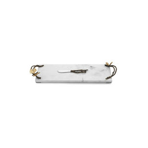Plateau de service rectangulaire moderne en marbre blanc avec poignées en forme de branche dorée, plat décoratif pour la décoration de la maison et l'utilisation en cuisine - Product Image 6