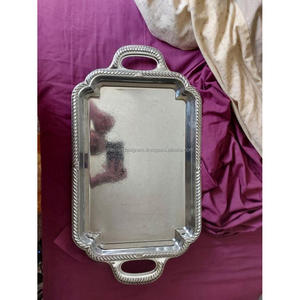 Bandejas Decorativas con Grabado Personalizado, Bandeja de Servicio de Metal con Borde Diseñado, Artículos para Eventos - Product Image 2