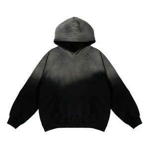 Hoodie polaire vintage grande taille pour homme, personnalisable, double couche, délavé à l'acide, effet soleil, vieilli, doublure à carreaux, par Gold Manufacturer - Product Image 2