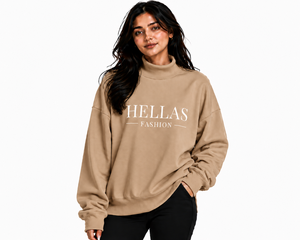 Sudadera de cuello alto para mujer, de invierno, color liso, con parche de chenilla bordado personalizado, forro polar oversize, logo frontal, de secado rápido y transpirable. - Product Image 1