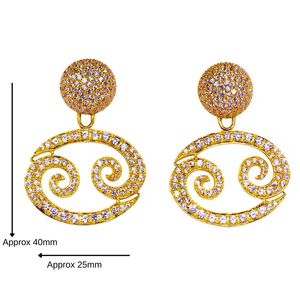 Gold Plated Cubic Zirconia Earrings With Spiral Design For Women Party Jewelry Glam Style Micro Pave Setting - Product Image 2