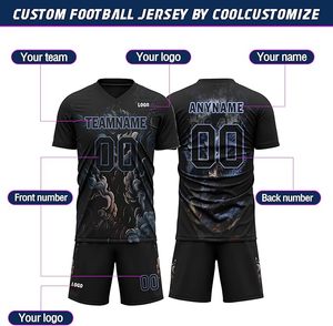 Ensemble de maillots de football personnalisables pour hommes, col en V, manches courtes, respirant, anti-humidité, polyester/coton, grande taille, sangle réglable - Product Image 5