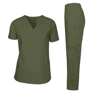 Ensemble de blouses médicales marron haut de gamme Dagacci, uniforme d'infirmière d'hôpital personnalisable, haut à col en V, pantalon cargo, tenue de travail pour médecins et infirmières - Product Image 3