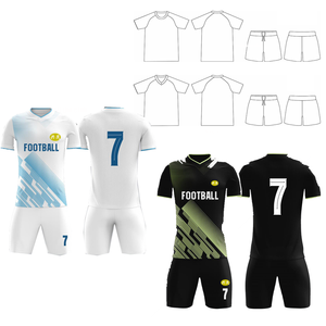 Maillot de football unisexe blanc à col en V pour adulte avec accents verts et rouges, respirant, imprimé par transfert thermique, en polyester - Product Image 2