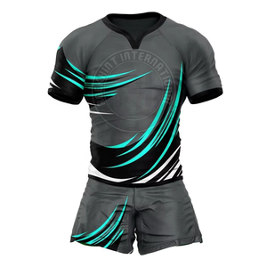 Tenue d'équipe de rugby pour hommes, ensemble de shorts en jersey de polyester léger et durable, idéal pour l'entraînement et les matchs compétitifs - Product Image 1
