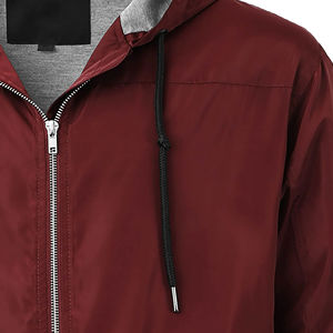 <b>Men</b> Hooded Bomber <b>Jacket</b> Solid Color Zipper Closure Windproof Casual Autumn Polyester Outerwear Regular Fit - Product Image 5