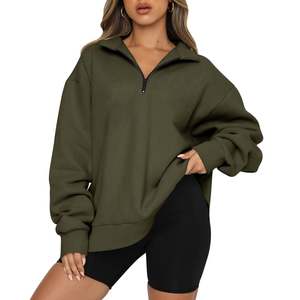 Venta Directa de Fábrica OEM, Sudaderas de Punto Impermeables Extra Grandes para Mujer con Logotipo Personalizado, Sudadera con Media Cremallera, 100% Algodón, 320 GSM - Product Image 6