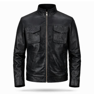 Chaqueta de Motocicleta Unisex de Cuero PU Negro, Impermeable, Cortavientos, con Cierre Frontal, Estilo Casual, Clásico, Urbano, Fabricante Personalizado - Product Image 1