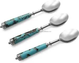 Juego de cucharas pequeñas de acero inoxidable con resina para servir y cocinar Organiza tu cocina con estos accesorios de fiesta - Product Image 1