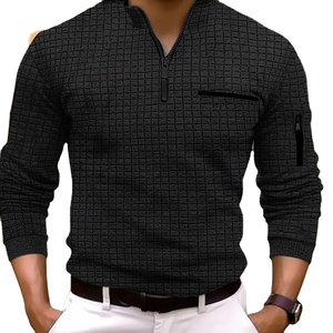 Manga larga, estilo cómodo, transpirable 2025 nueva primavera y otoño venta rápida de cuello alto a cuadros para hombres - Product Image 1