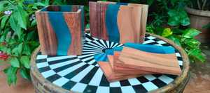 Luxury Handmade Acacia Wood & Epoxy Resin <b>Coaster</b> Set Premium Artisan <b>Drink</b> <b>Coasters</b> for Coffee, Tea, Wine, Whiskey - Product Image 4