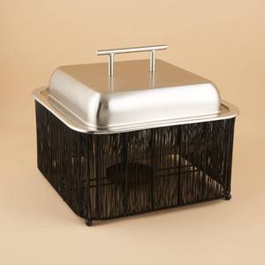 Modern Rectangle Chafing Dish Lid Eco-Friendly <b>Black</b> Mesh Stand Stainless Steel Buffet Food Warmer Middle East Restaurant Hotel - Product Image 3