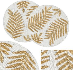Leaf <b>Beaded</b> Design Colored <b>Beaded</b> Placemat Best for Table Decor Home Decor <b>Coaster</b> Mat <b>Beaded</b> Design and Shaped - Product Image 6
