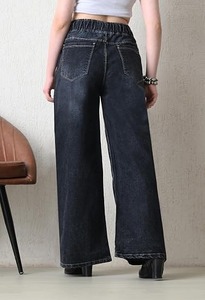 Jeans de mezclilla de lavado oscuro, vintage, azul lavado, con lavado a la piedra, lavado ácido, lavado efecto nieve, blanqueados, de corte ajustado, hasta la rodilla, de talle medio - Product Image 3