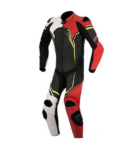 Men's Full Sleeve Leather Motorcycle Racing <b>Suit</b> <b>Red</b> Black White Color Blocked Breathable All Seasons Protection Gear - Product Image 2