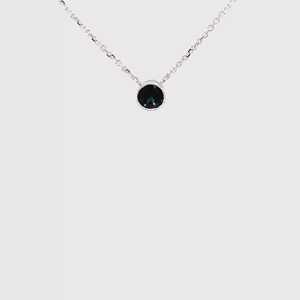 Collar con Colgante de Zafiro Teal Australiano Natural, Corte Brillante Redondo, en Oro Blanco Sólido de 18k, con Engaste de Bisel, Joyería Fina - Product Image 3