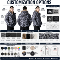 Blouson matelassé personnalisé pour homme, hiver, camouflage, à capuche, avec fourrure, imperméable, coupe-vent, logo personnalisé, vêtement d'extérieur