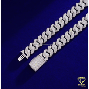 Collar de Cadena Cubana de Dos Tonos con Diamantes Cultivados en Laboratorio, Corte Redondo, Plata de Ley 925, Chapado en Oro, Joyería Hip Hop - Product Image 6