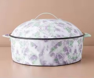 Olla Moderna Ecológica de Acero Inoxidable con Aislamiento Térmico y Asa Amarilla, Plato para Servir con Tapa Floral, Regalo para Cocina o Comedor - Product Image 2
