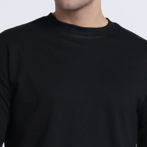 Men's <b>Black</b> <b>Long</b> Sleeve Cotton T-Shirt O-Neck Regular Fit Solid Color Casual Knitted Jersey <b>Top</b> - Product Image 1