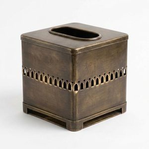 Porta Servilletas de Latón Antiguo de 14 cm, Hecho a Mano, Diseño Perforado Meenar, para Decoración del Hogar y Hoteles, Compatible con Cajas Estándar - Product Image 1