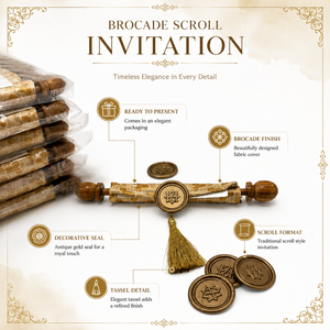 Tarjeta de Invitación de Lujo con Brocado Simple y Borlas Decorativas, Adornos de Madera para Cumpleaños, Bodas y Eventos, Ecológica - Product Image 6