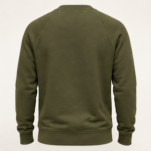 Sudadera Personalizada Verde Oliva para Hombre, Cuello Redondo, Corte Moderno y Compacto, Tejido de Algodón Orgánico French Terry MCRW-0007 - Product Image 2