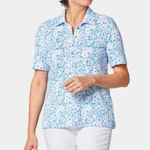 Premium Knitted Casual Stretch Fabric Short Sleeve <b>Women</b> <b>Golf</b> for Shirt Eco-Friendly Breathable Fabric for <b>Golf</b> Training - Product Image 2